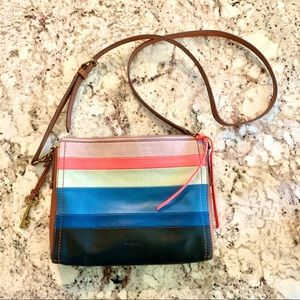 EUC *rare* Fossil striped colorblock leather purse